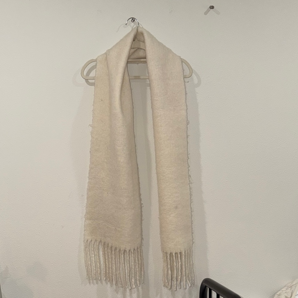 H&M Cream Long Fringe Scarf